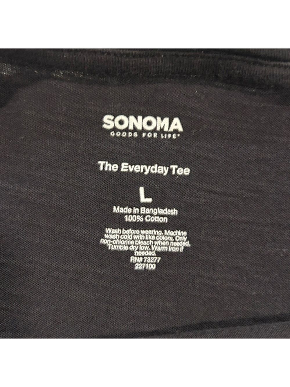 Sonoma Black The Everyday Tee 100% Cotton Long Sleeve Crew Neck Tee - Picture 3 of 3